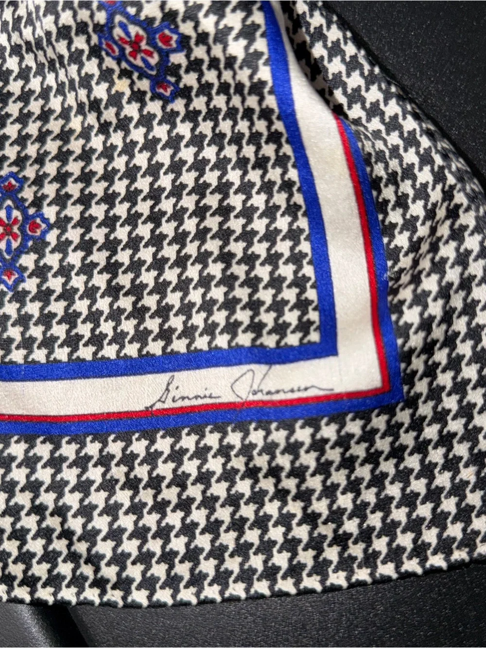Ginnie Johansson Vintage Houndstooth Silk Scarf
